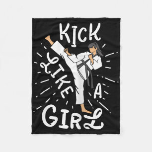 Karate Girls' Kick Like A Kickboxing Taekwondo Fleece Blanket