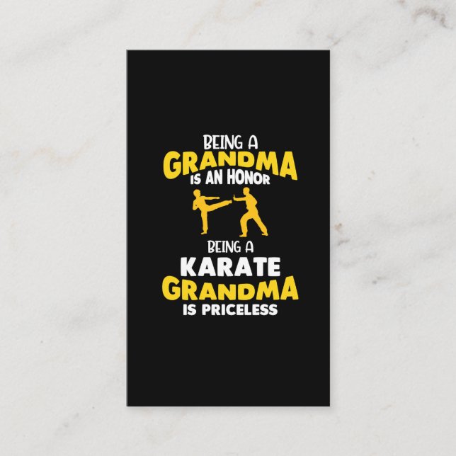 Karate Grandma Family Martial Arts Self Defense Business Card (Front)