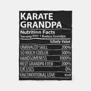 Karate Grandpa Nutrition Facts Funny Karate Grandp Fleece Blanket