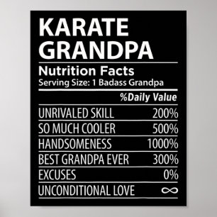 Karate Grandpa Nutrition Facts Funny Karate Grandp Poster