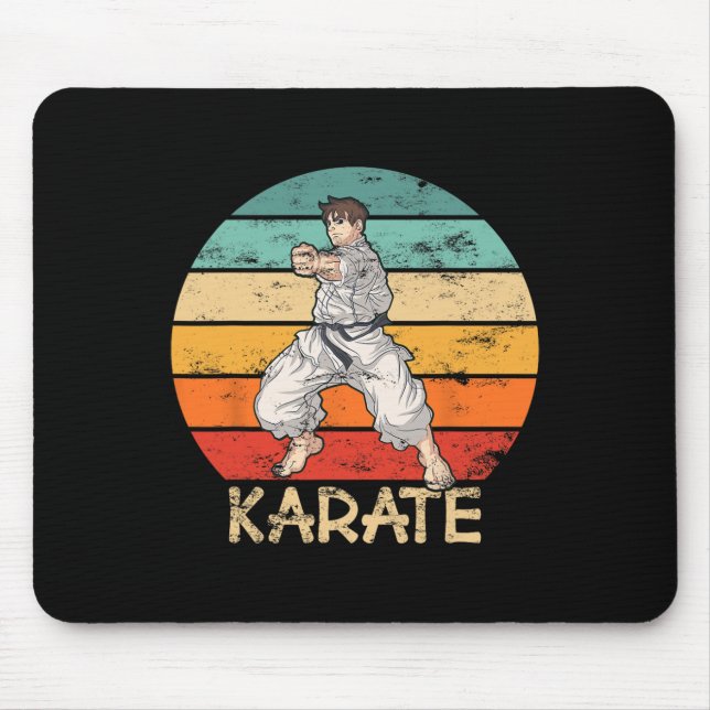 Karate Grunge Design Karate Fighter Makes Punch In Mouse Pad (Front)