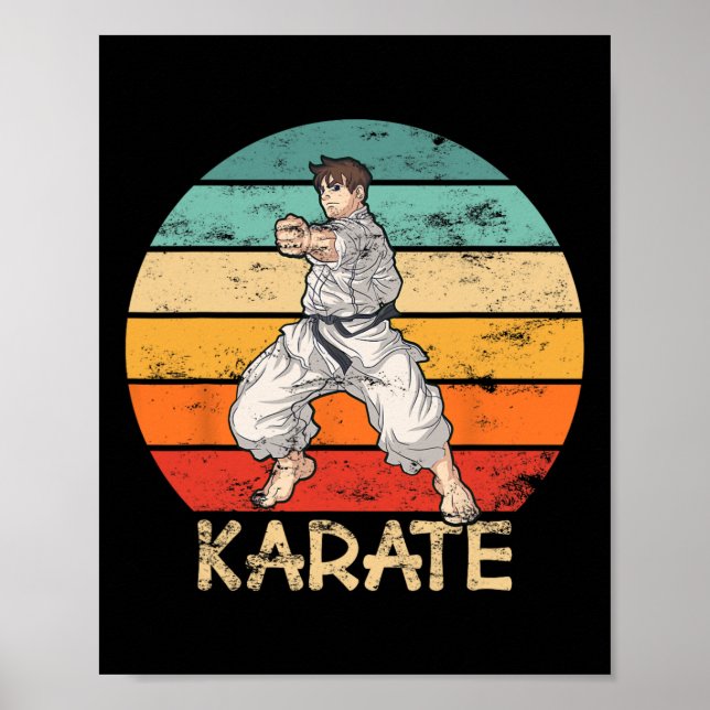Karate Grunge Design Karate Fighter Makes Punch In Poster (Front)