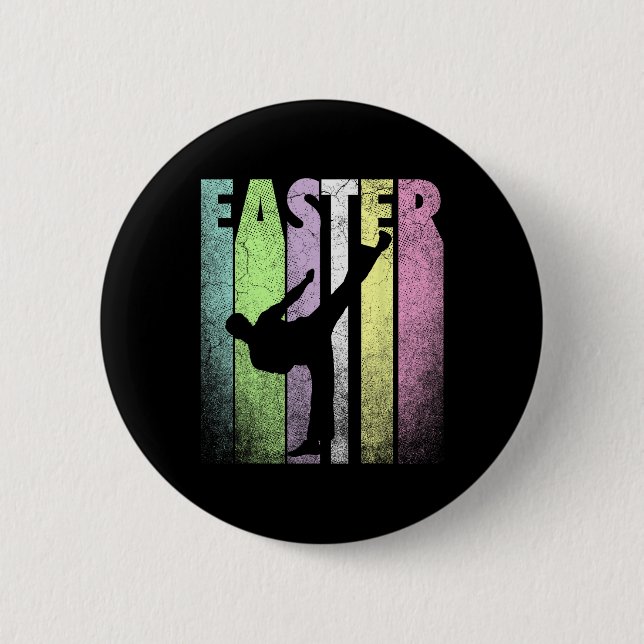 Karate Happy Easter Funny Spring Fun Holiday  2 Inch Round Button (Front)