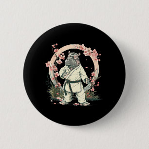 Karate Hippo Animal MMA Taekwondo Martial Arts 2 Inch Round Button