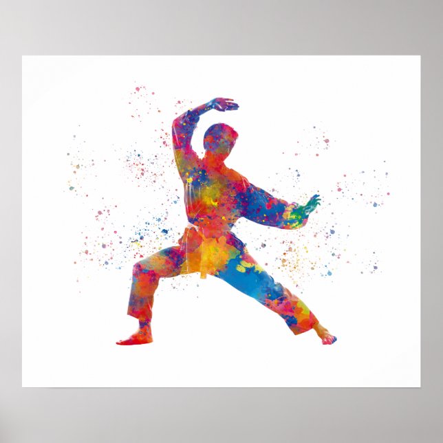 Karate in watercolor poster (Front)