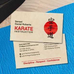 Karate instructor - Japanese Kanji and sun  Business Card