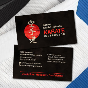 Karate instructor - Japanese Kanji and sun  Business Card