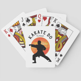 Karate Japan Black Rising Sun Modern Trendy Name   Playing Cards