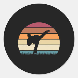 Karate Jujitsu Martial Arts Retro Boys Men  Classic Round Sticker