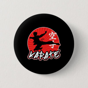 Karate Jumping Side Kick Japanese 2 Inch Round Button