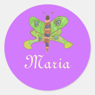 Karate Kat butterfly ID--to personalize Classic Round Sticker