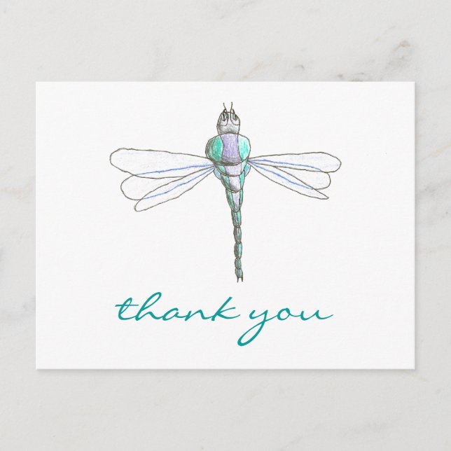Karate Kat Graphics dragonfly thank-you Postcard (Front)