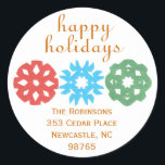Karate Kat return-address label<br><div class="desc">Cute, classy address label for the holidays. To personalize, click "customize it" and "change text, " then replace our sample info below snowflakes with your own. Features kids' artwork, and creators give half their proceeds to children's charities.</div>