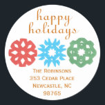 Karate Kat return-address label<br><div class="desc">Cute, classy address label for the holidays. To personalize, click "customize it" and "change text, " then replace our sample info below snowflakes with your own. Features kids' artwork, and creators give half their proceeds to children's charities.</div>