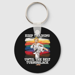 Karate Keep Training Until The Belt Turns Black 2 Keychain