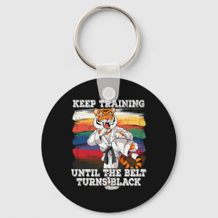 Karate Keep Training Until The Belt Turns Black Keychain