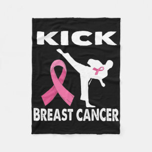 Karate Kick Breast Cancer Awareness Pink 1 Fleece Blanket