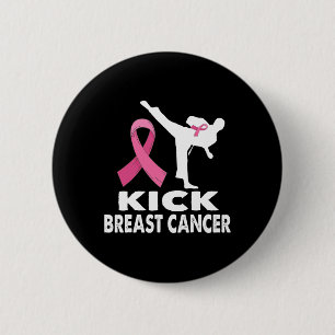 Karate Kick Breast Cancer Awareness Pink 2 Inch Round Button