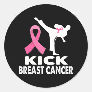 Karate Kick Breast Cancer Awareness Pink Classic Round Sticker