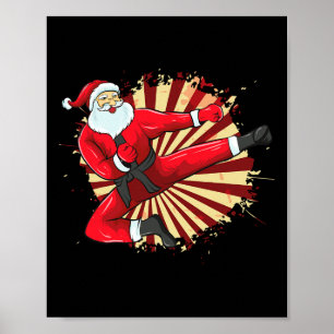 Karate Kick Santa Judo Taekwondo Martial Arts Chri Poster