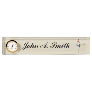 Karate Kicking Black Belt Customizable Name Nameplate