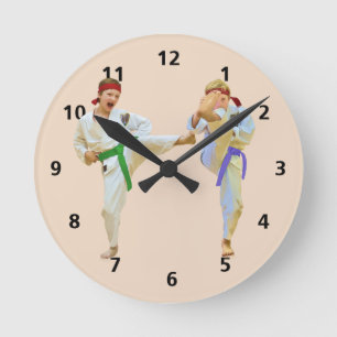 Karate Kicking, Customizable Round Clock