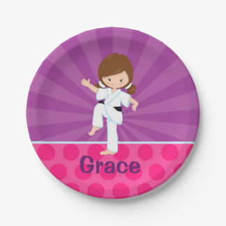 Karate Kid Girl Purple Rays Paper Plate 7 inch
