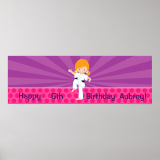 Karate Kid Girl Purple Rays Poster Red