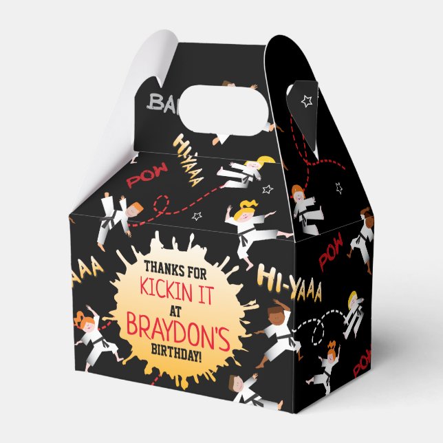 Karate Kids Children Birthday Party Favour Gift Bo Favor Box (Front Side)