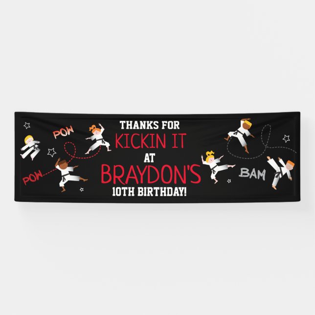 Karate Kids Children Birthday Party Sign Banner (Horizontal)
