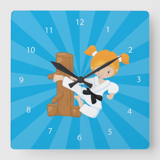 Karate Kids Square Wall Clock (Front)