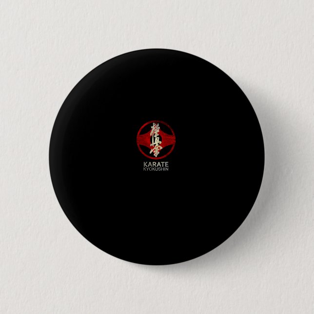 Karate Kyokushin Pullover Hoodie  2 Inch Round Button (Front)