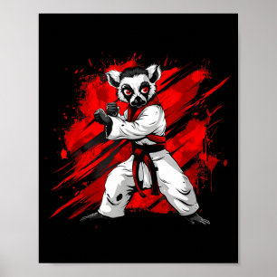 Karate Lemur Motif Taekwondo Jiu-Jitsu MMA Poster