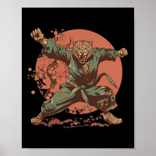 Karate Leopard Motif Taekwondo Jiu-jitsu Mma Kickb Poster