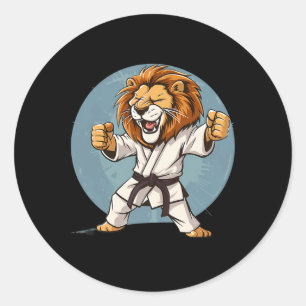 Karate Lion Kickboxing Taekwondo Jiu-jitsu Mma Mar Classic Round Sticker