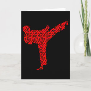 Karate Lovers Valentine Hearts Love Cute Silhouett Card