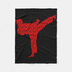 Karate Lovers Valentine Hearts Love Cute Silhouett Fleece Blanket