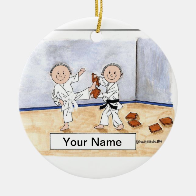 Karate - Male & Male Ceramic Ornament (Front)