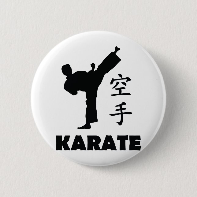 karate man chinese symbols icon 2 inch round button (Front)