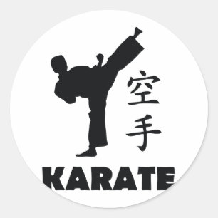 karate man chinese symbols icon classic round sticker