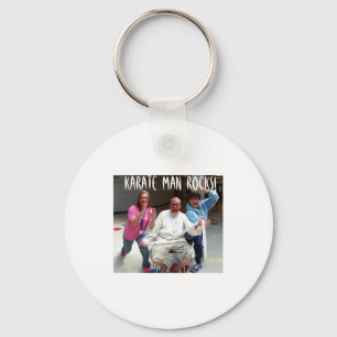 Karate Man Rocks T Shirt Keychain