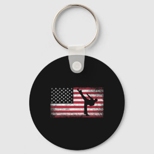 Karate Martial Arts 4th Of July American Flag Usa Keychain