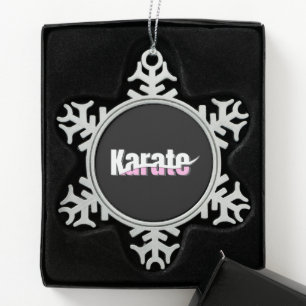 Karate Martial Arts Abstract Swish Snowflake Pewter Christmas Ornament