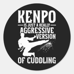 Karate Martial Arts Girl Lady Kenpo School Fighter Classic Round Sticker