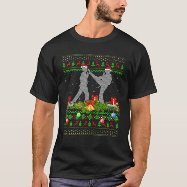 Karate Martial Arts Lover Xmas Santa Ugly Karate C T-Shirt (Front)