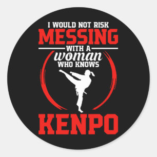 Karate Martial Arts Not Risk Kenpo School Fighter  Classic Round Sticker