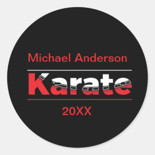 Karate Martial Arts Red Classic Round Sticker