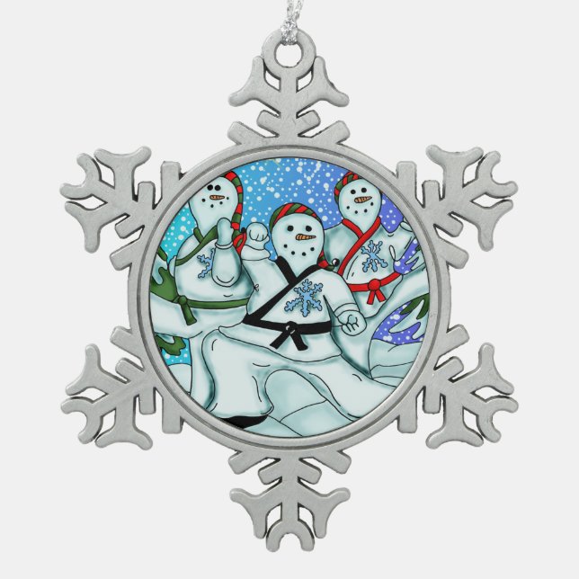 Karate Martial Arts Snowmen Ornaments (Front)