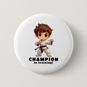 Karate Martial Arts T Shirt 2 Inch Round Button