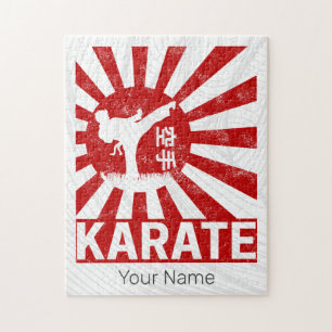 Karate Martial Arts with Japanese Vintage Design Jigsaw Puzzle